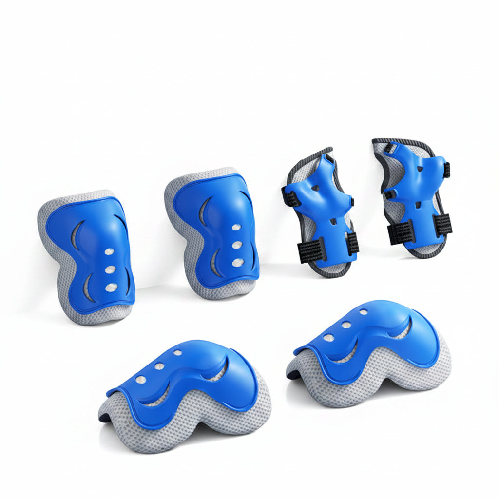 Kit de Protection Enfant Bleu | Genouillères + Coudières + Protège-Poignets | SolidVelo