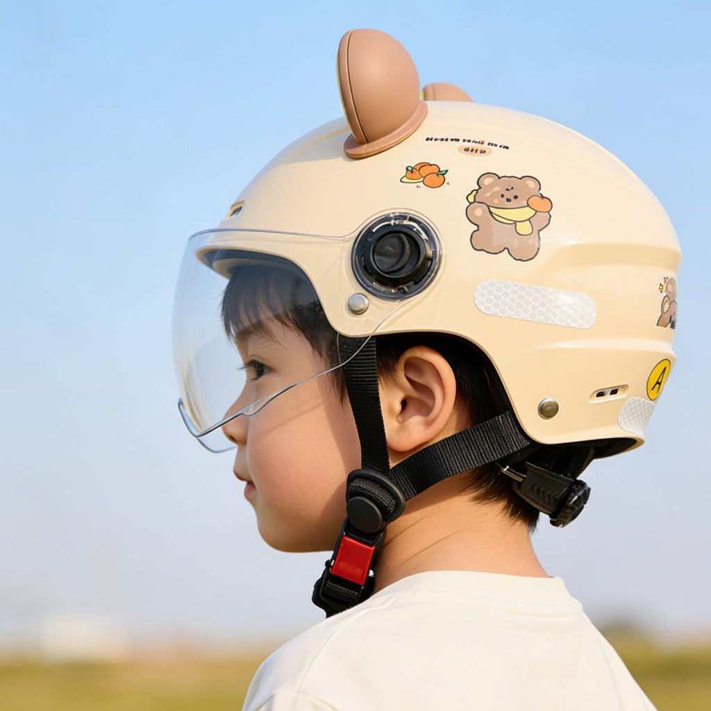 Casque Vélo Enfant Oreilles d'Ours Jaune | Protection Trottinette Skate | SolidVelo