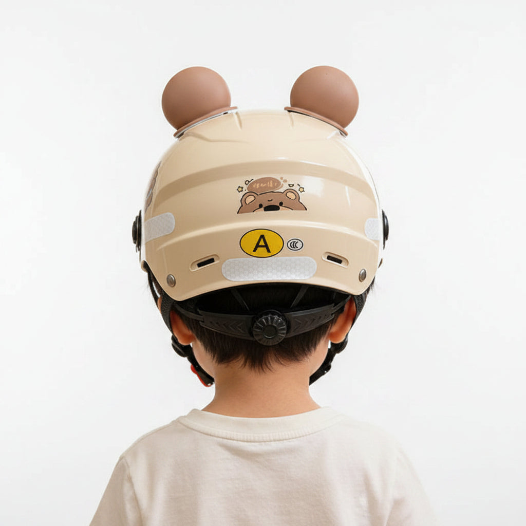 Casque Vélo Enfant Oreilles d'Ours Jaune | Protection Trottinette Skate | SolidVelo