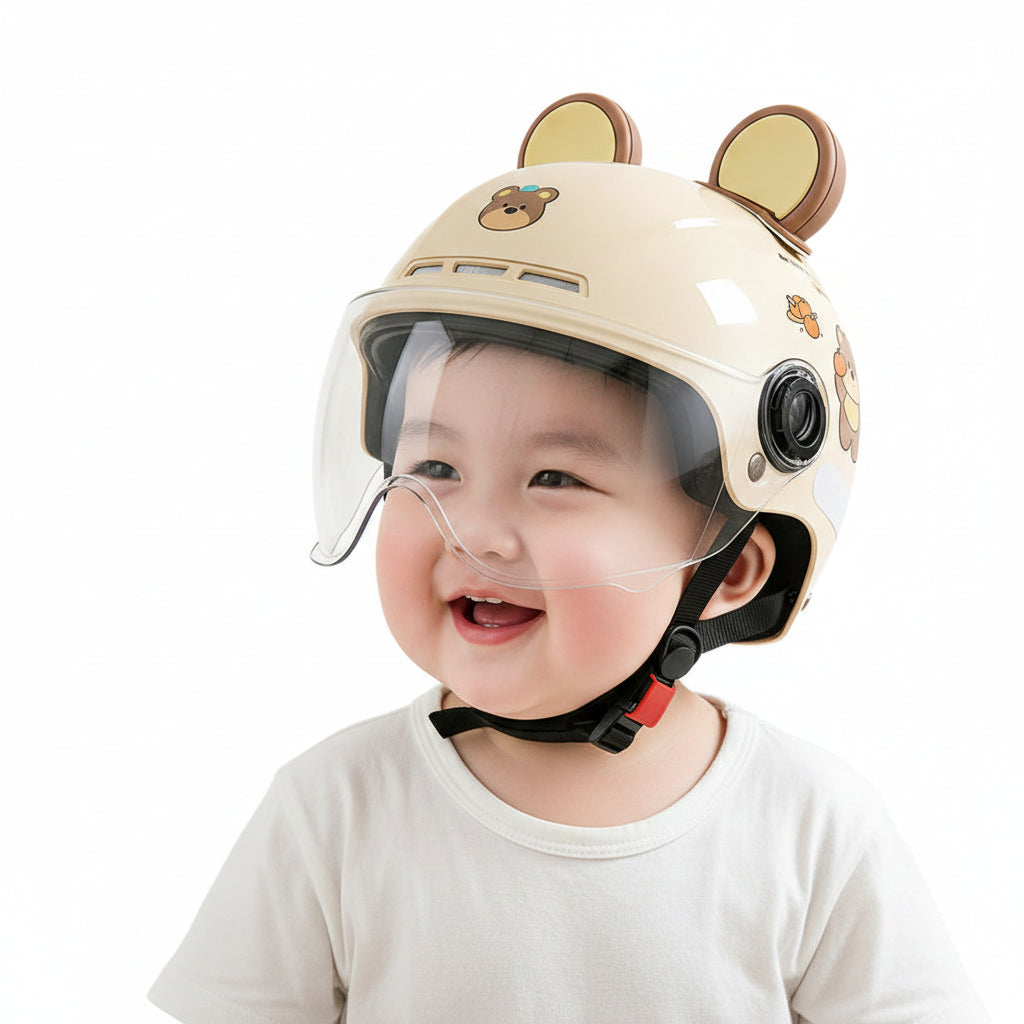 Casque Vélo Enfant Oreilles d'Ours Jaune | Protection Trottinette Skate | SolidVelo