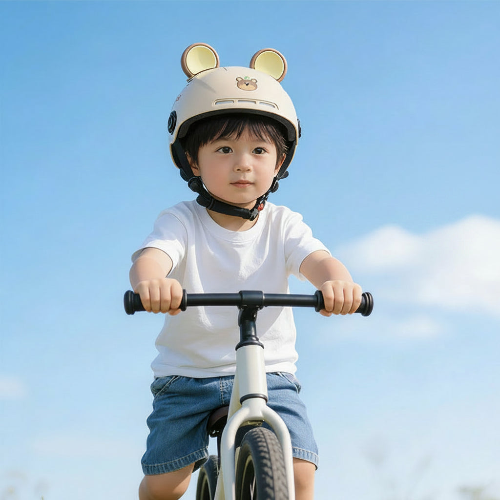 Casque Vélo Enfant Oreilles d'Ours Jaune | Protection Trottinette Skate | SolidVelo