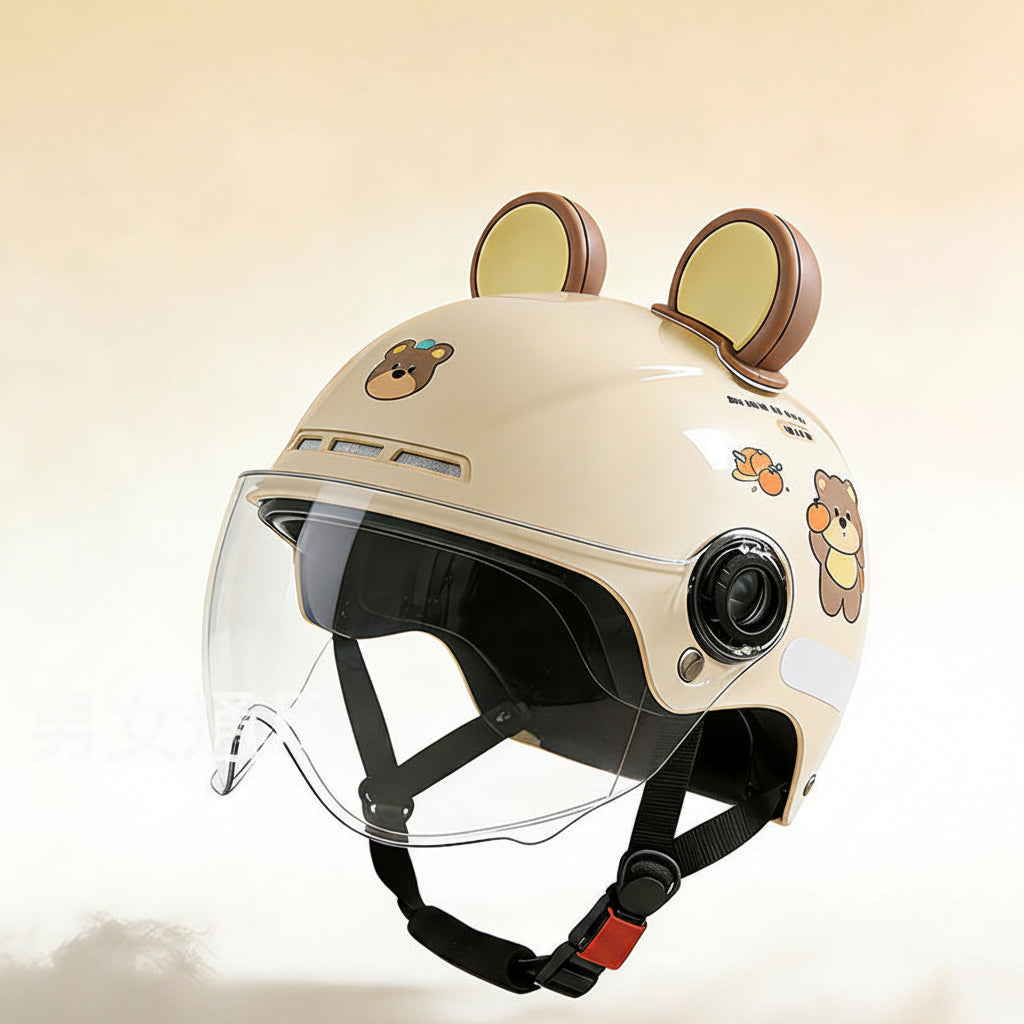 Casque Vélo Enfant Oreilles d'Ours Jaune | Protection Trottinette Skate | SolidVelo